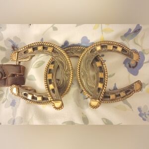 Saddlebags Alligator Belt, .925 & 14k Gold Filled Vogt Triple Horseshoe Buckle